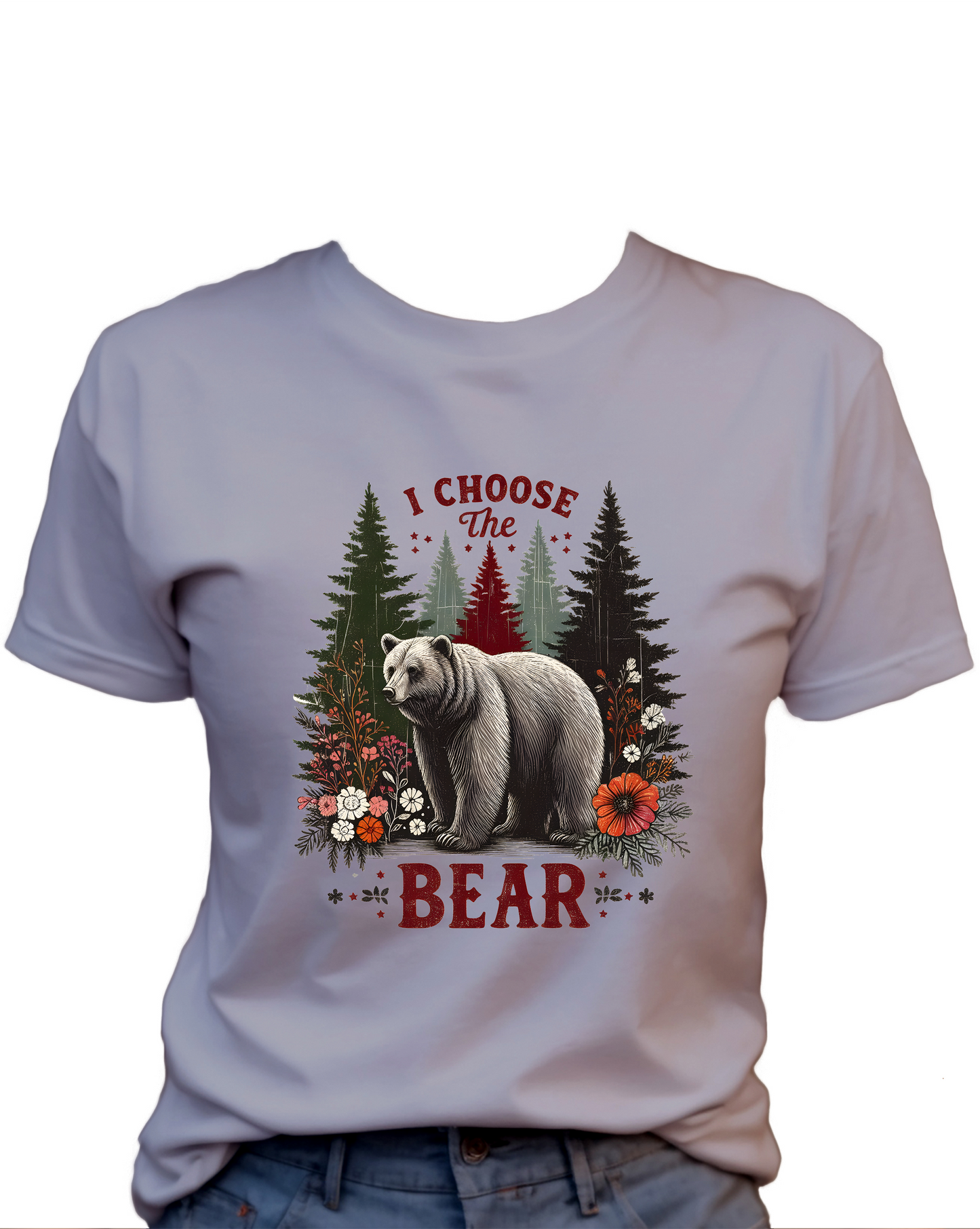 I Choose The Bear T-Shirt , Funny Cute Women's Graphic Shirt, 0101