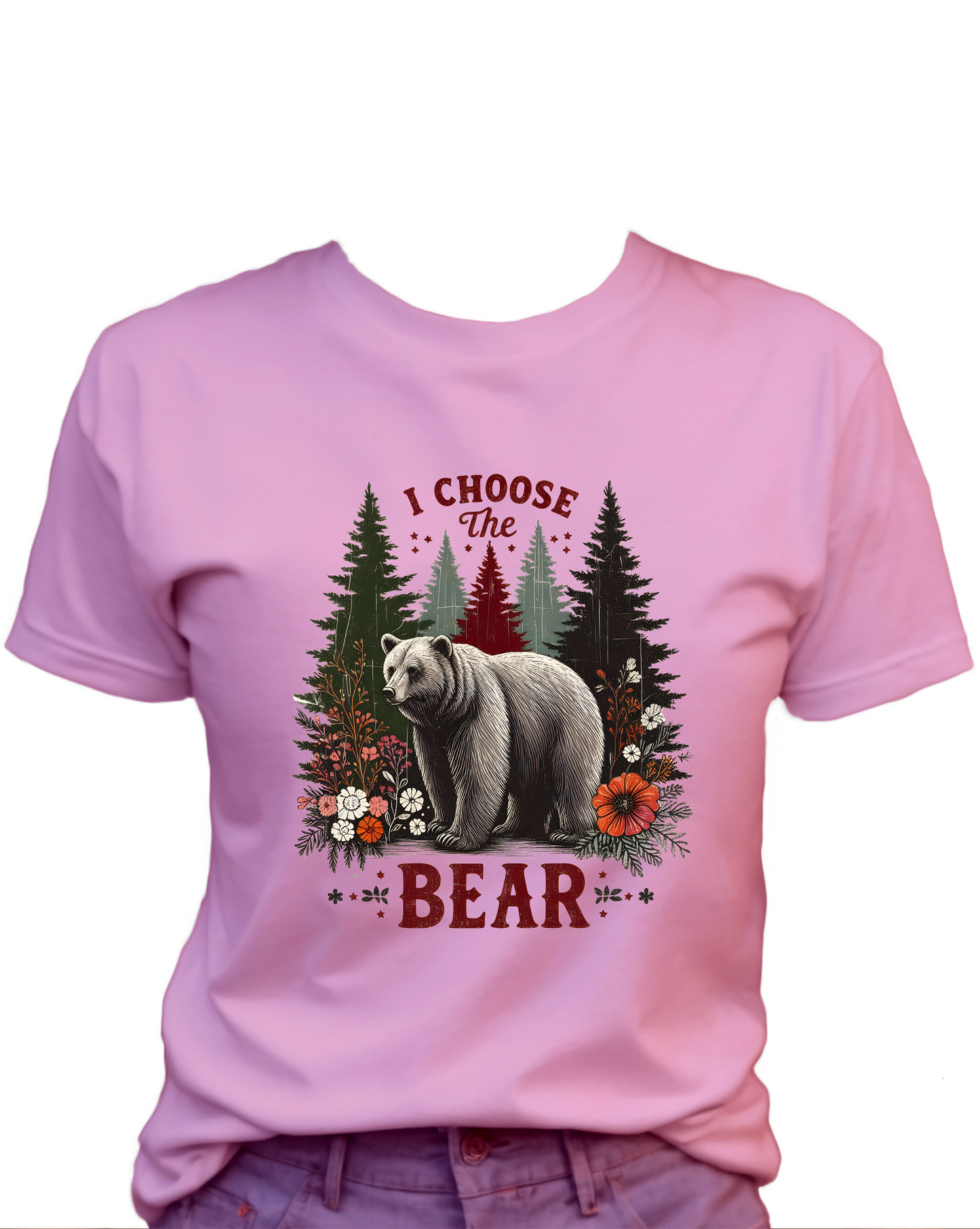 I Choose The Bear T-Shirt , Funny Cute Women's Graphic Shirt, 0101