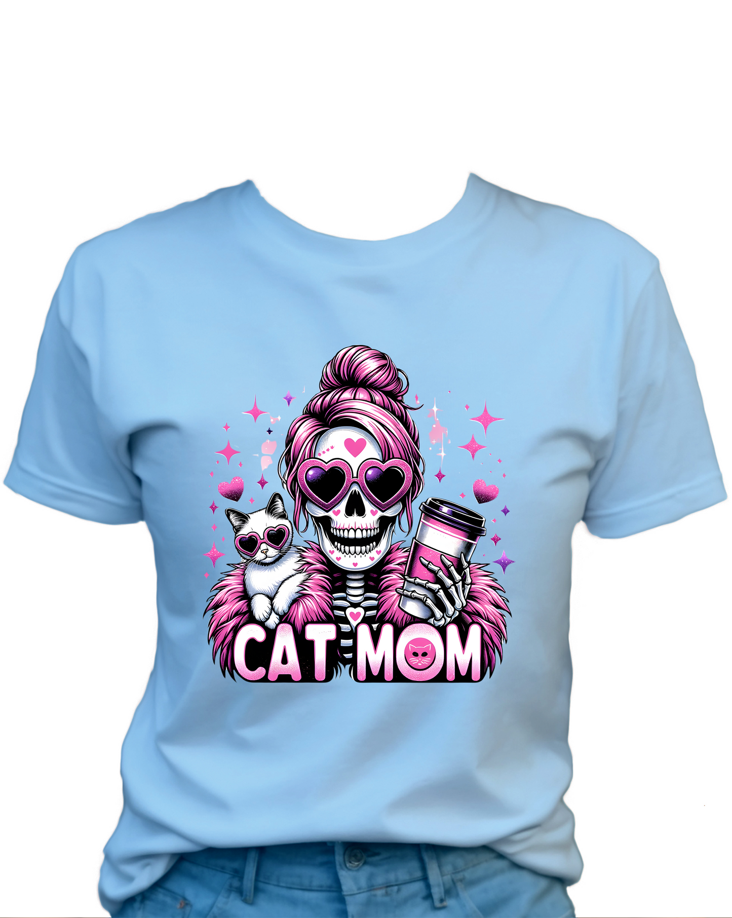 Cat MOM T-Shirt , Funny Cute Women's Graphic Shirt, Gift for Wife, 0103 Polyester