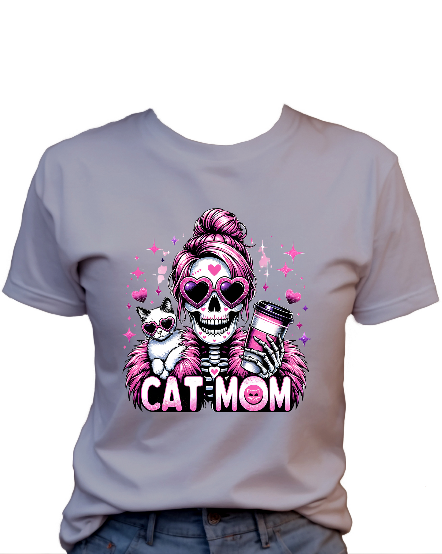 Cat MOM T-Shirt , Funny Cute Women's Graphic Shirt, Gift for Wife, 0103 Polyester