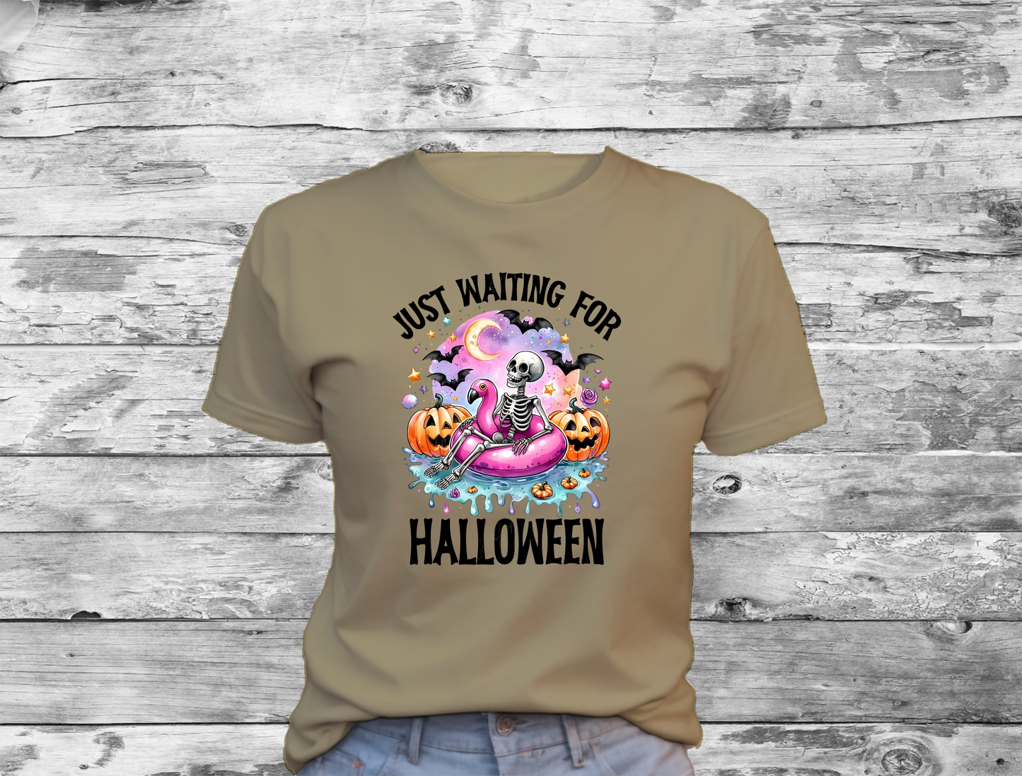 Just Waiting for Halloween T-Shirt 0193 Cotton