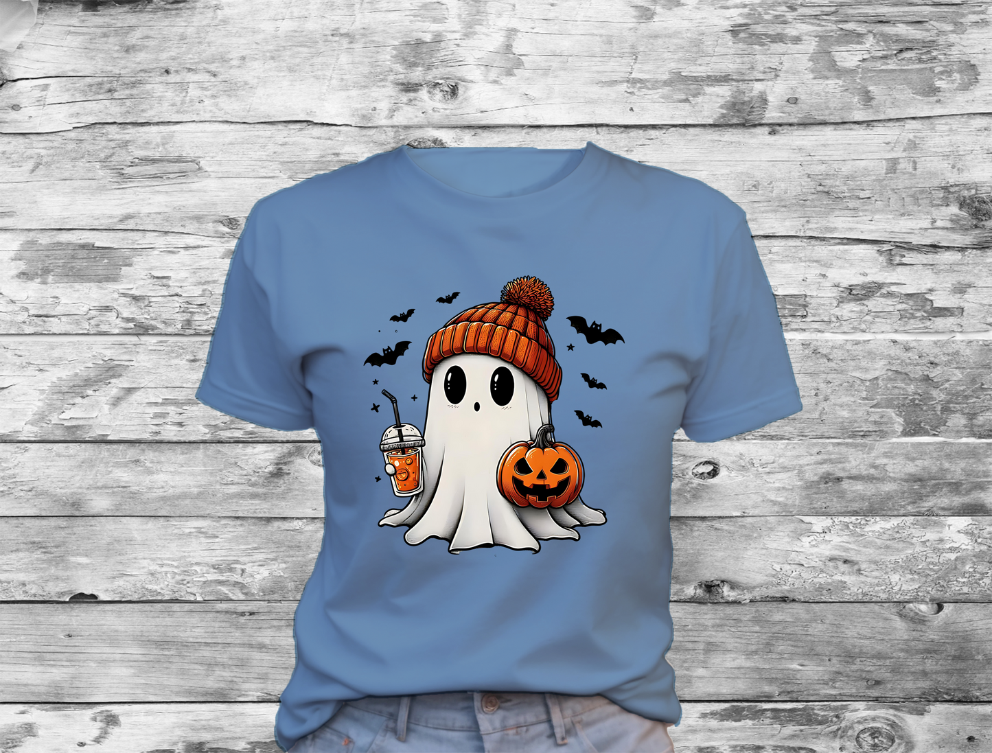 Cute Halloween Ghost T-Shirt, Halloween, 0204 Cotton