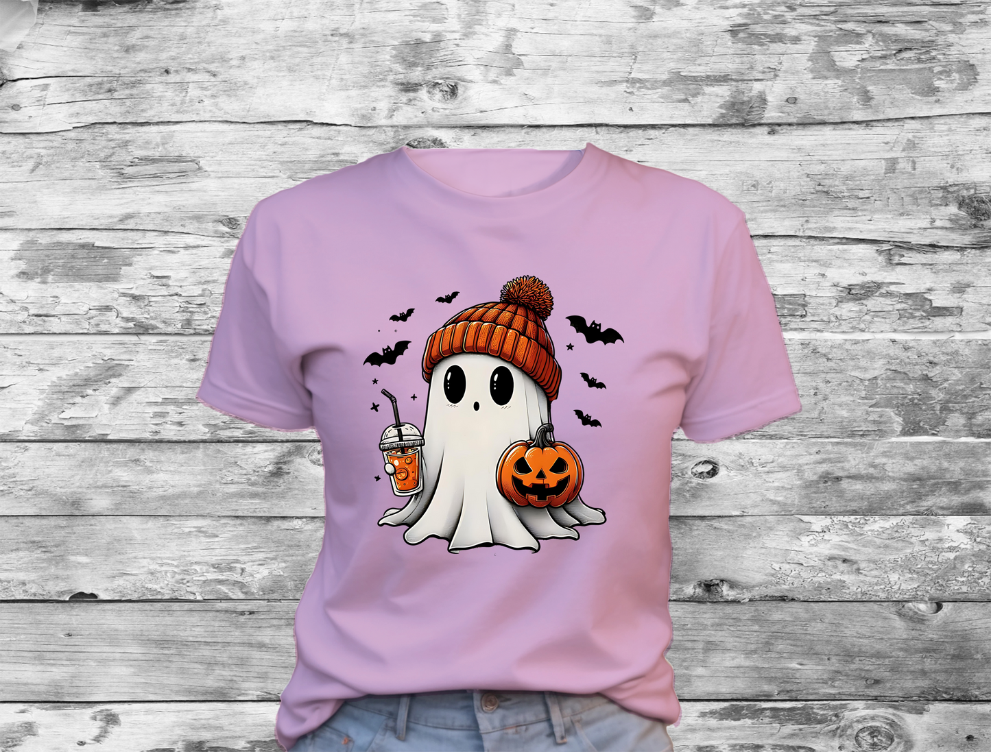 Cute Halloween Ghost T-Shirt, Halloween, 0204 Cotton