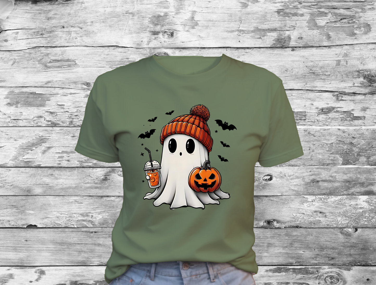 Cute Halloween Ghost T-Shirt, Halloween, 0204 Cotton