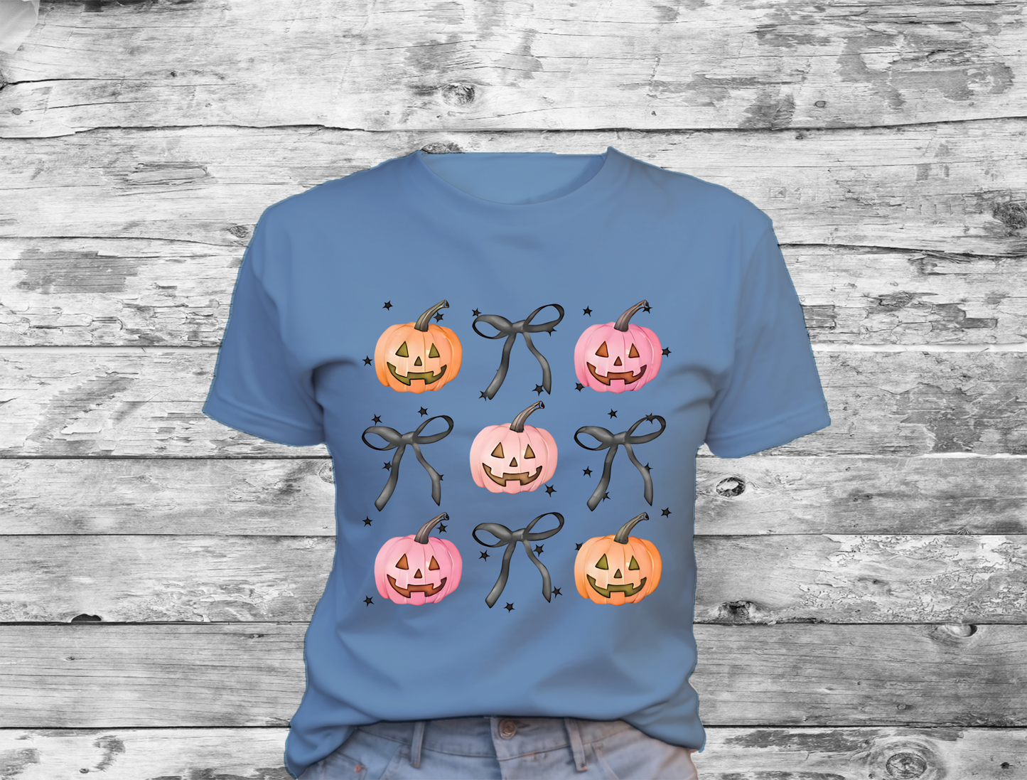 Halloween Pumpkins & Bows T-Shirt, Halloween, 0211 Cotton