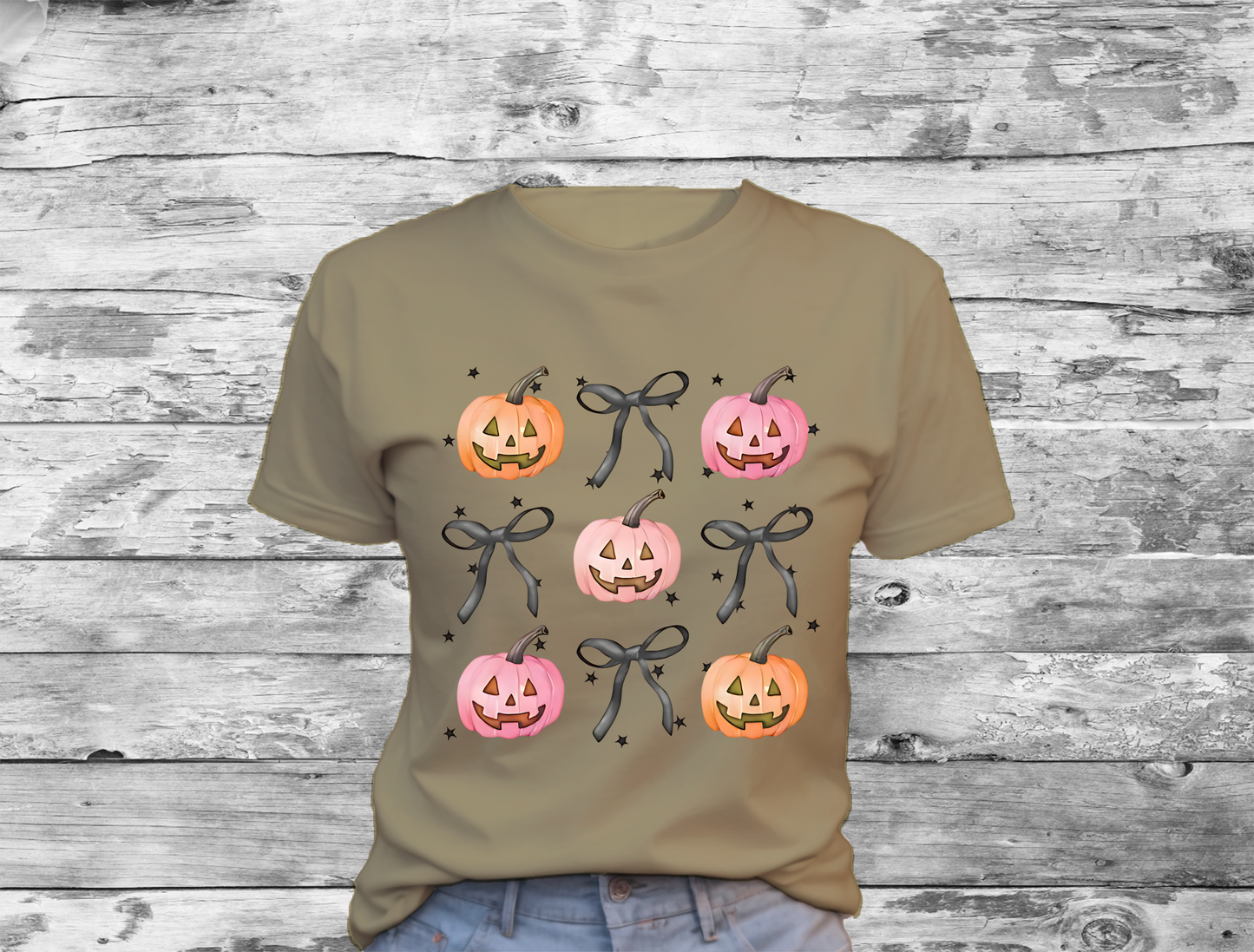 Halloween Pumpkins & Bows T-Shirt, Halloween, 0211 Cotton