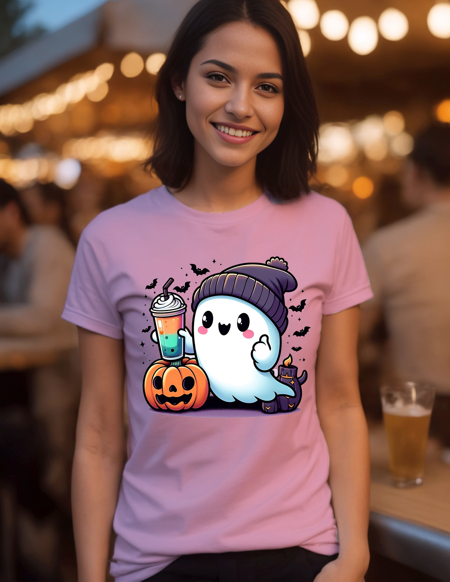 Cute Halloween Ghost ll T-Shirt, Halloween, 0213 Cotton