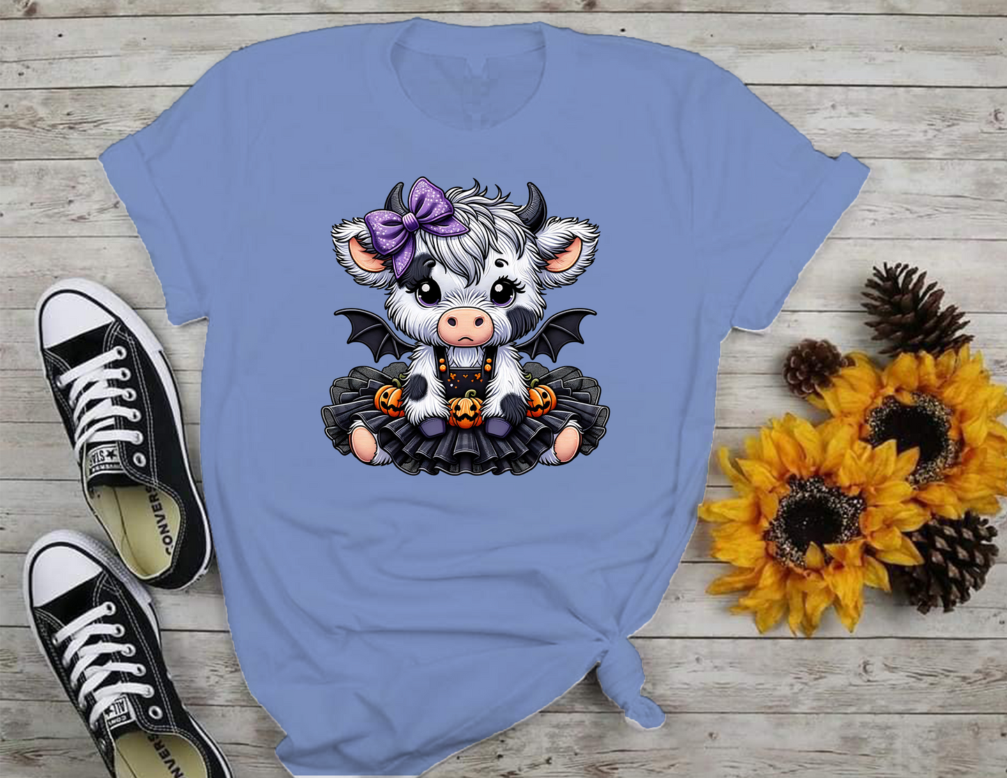 Halloween Highland Cow T-Shirt, Halloween, 0215 Cotton