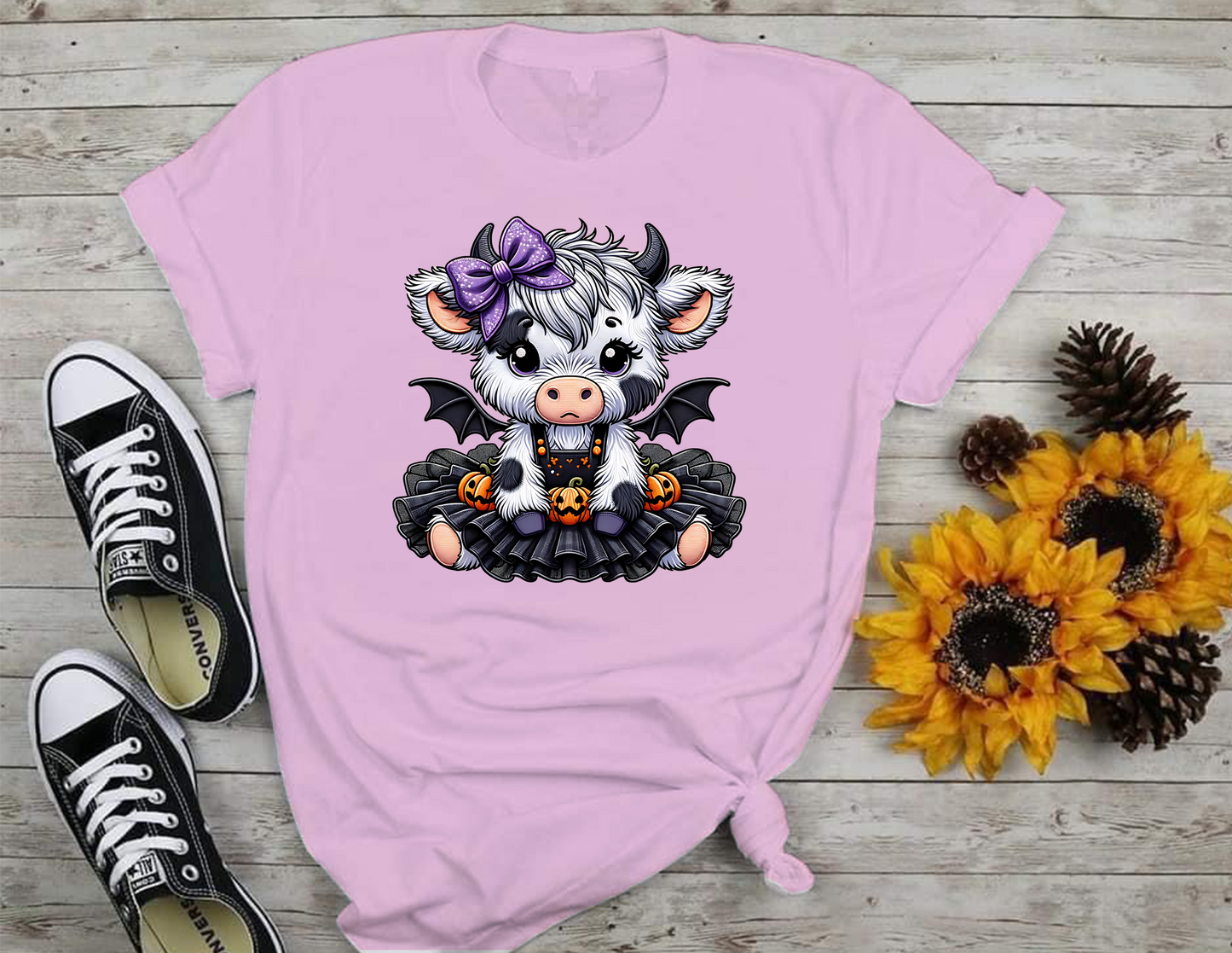 Halloween Highland Cow T-Shirt, Halloween, 0215 Cotton