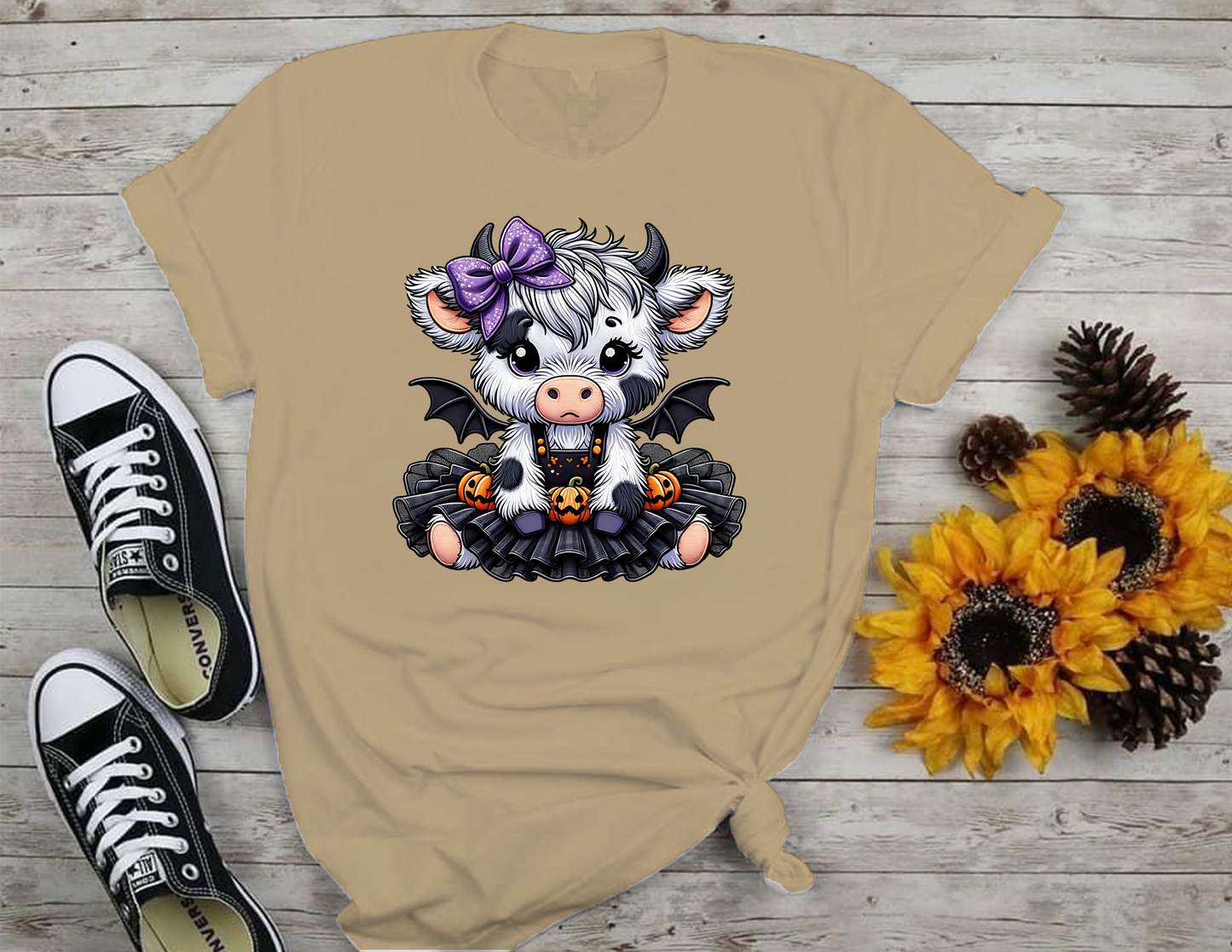 Halloween Highland Cow T-Shirt, Halloween, 0215 Cotton