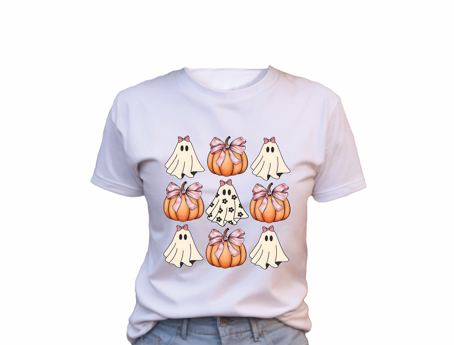 Ghosts and Pumpkins T-Shirt, Halloween, 0237 Cotton