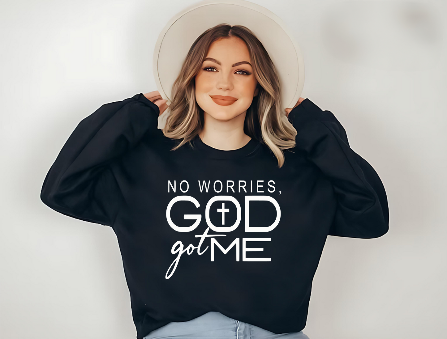 Don't Worry Gods Got Me Unisex Fleece Crew Sweatshirt #238