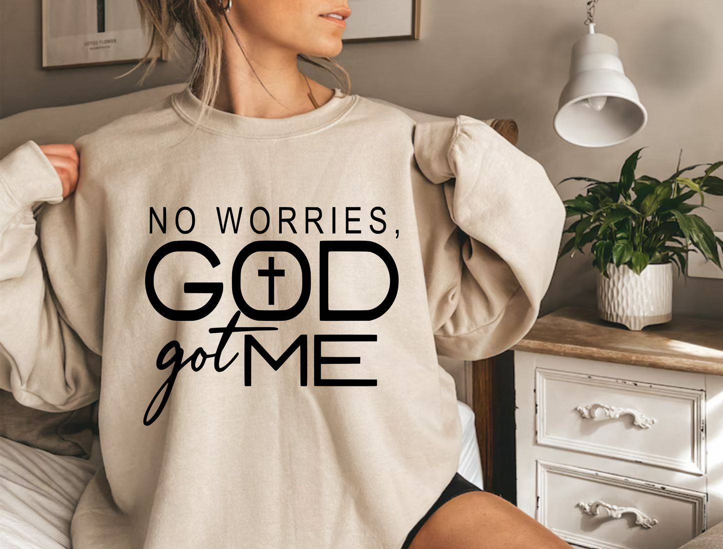 Don't Worry Gods Got Me Unisex Fleece Crew Sweatshirt #238