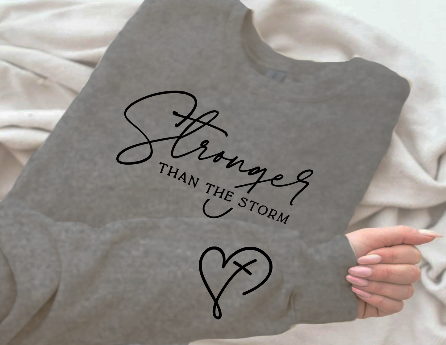 Stronger Than The Storm Unisex Fleece Crew Sweatshirt #250