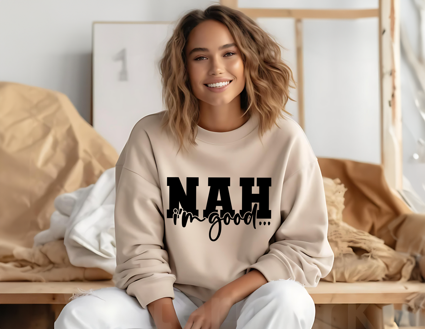 NAH I'm Good Unisex Fleece Crew Sweatshirt #251