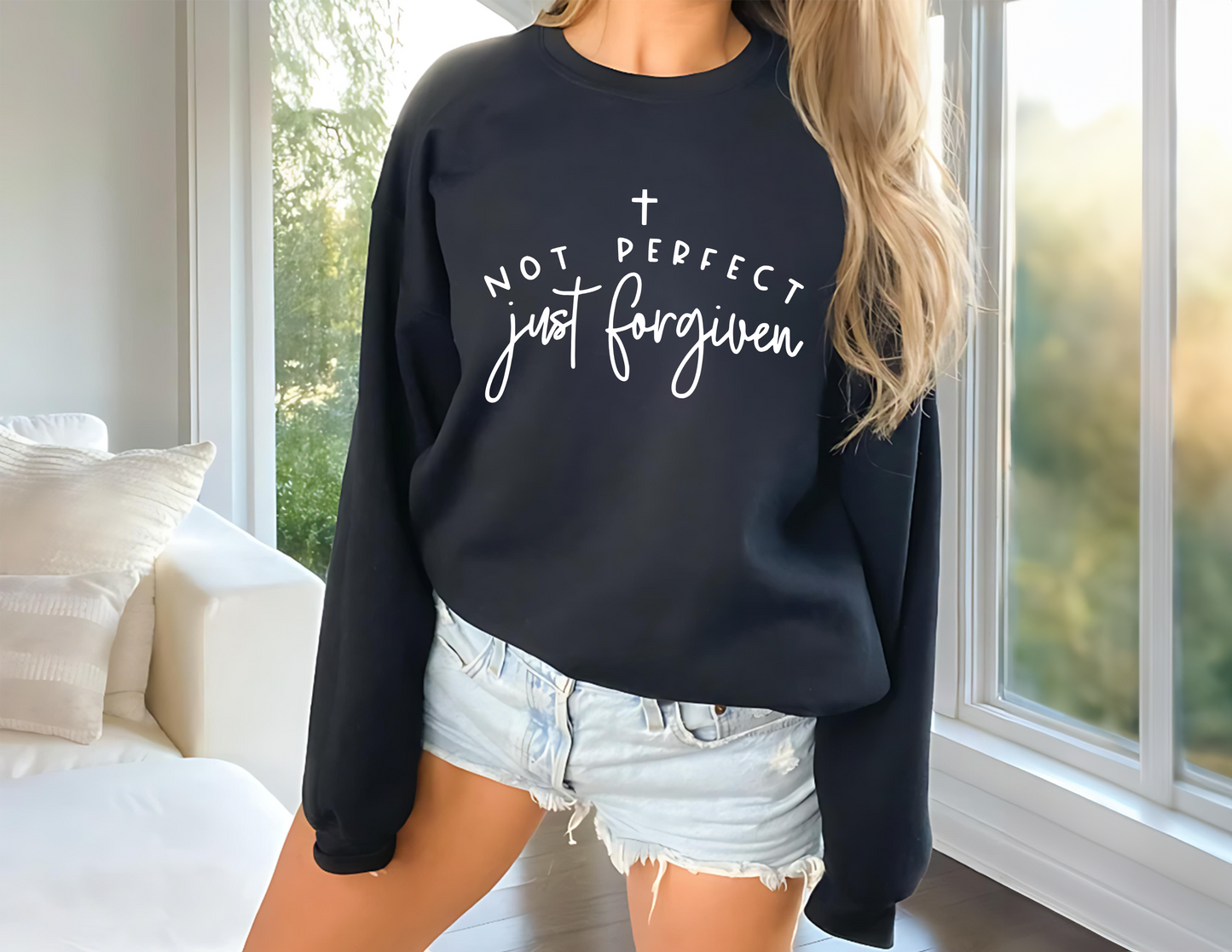 Not Perfect Just Forgiven Unisex Fleece Crew Sweatshirt #257