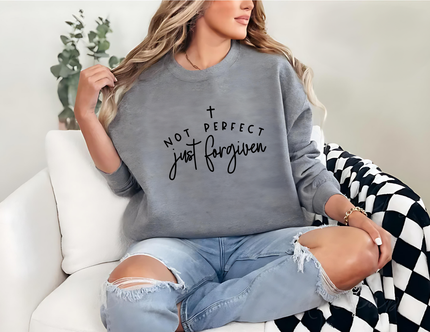 Not Perfect Just Forgiven Unisex Fleece Crew Sweatshirt #257