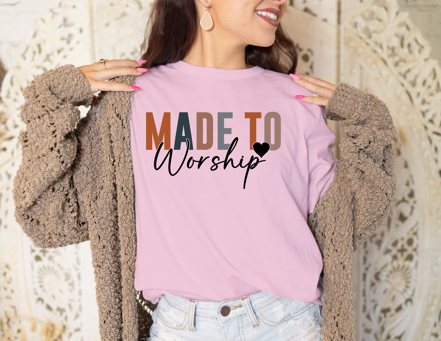 Made To Worship T-Shirt, Great gift Idea, Cotton 0003