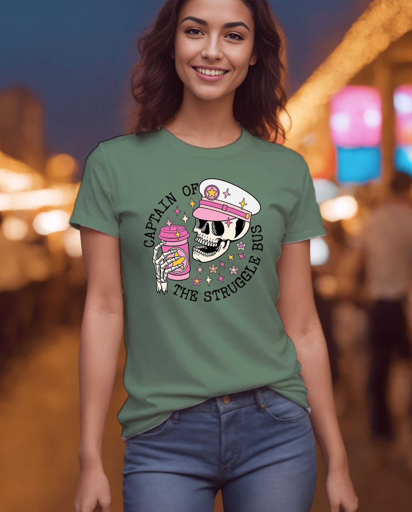 Captain of The Struggle Bus T-Shirt, 0071 Cotton