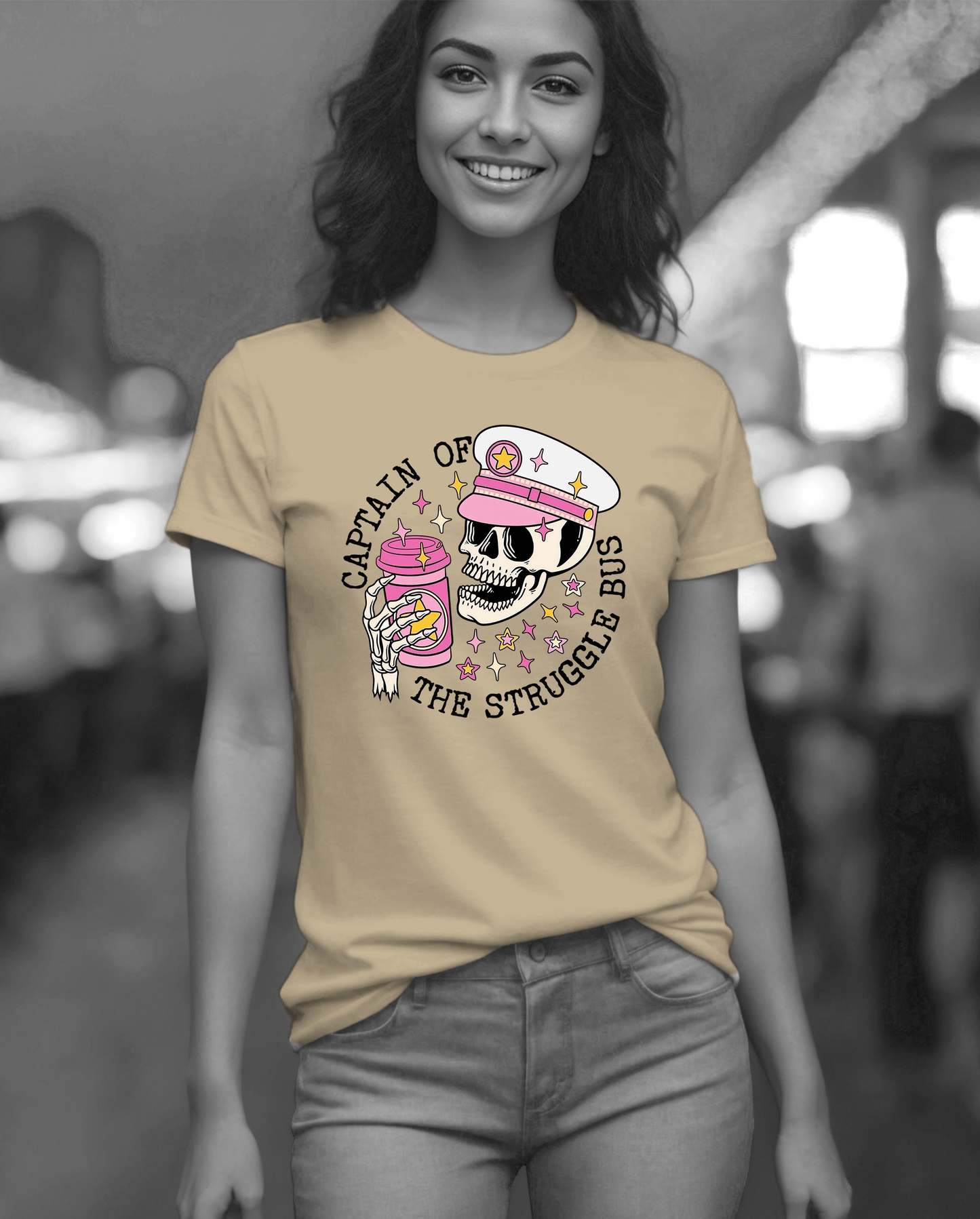 Captain of The Struggle Bus T-Shirt, 0071 Cotton