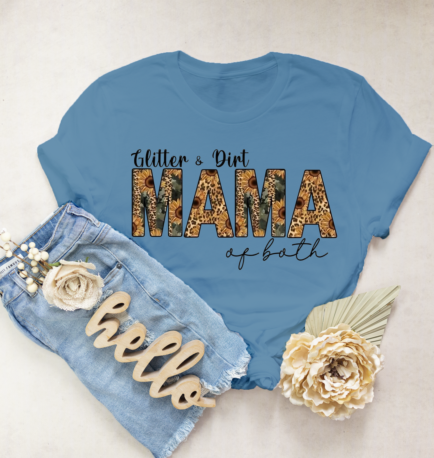 Glitter and Dirt MAMA of Both  T-Shirt, 0072 Cotton