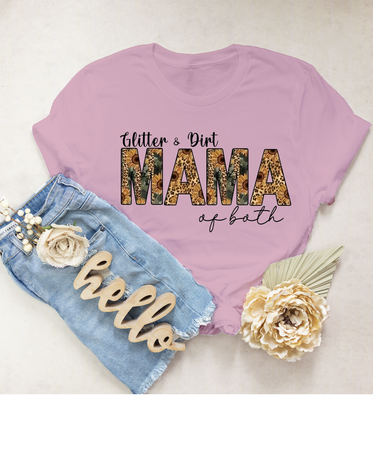 Glitter and Dirt MAMA of Both  T-Shirt, 0072 Cotton