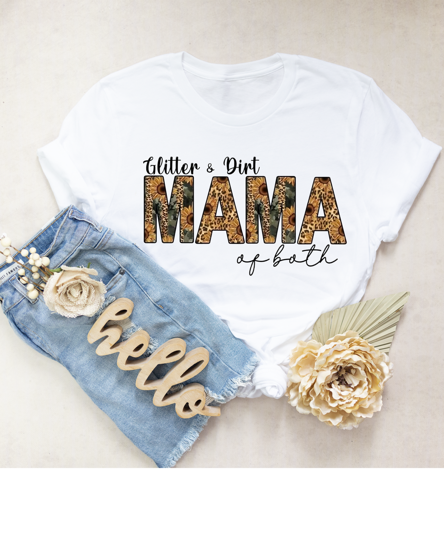 Glitter and Dirt MAMA of Both  T-Shirt, 0072 Cotton