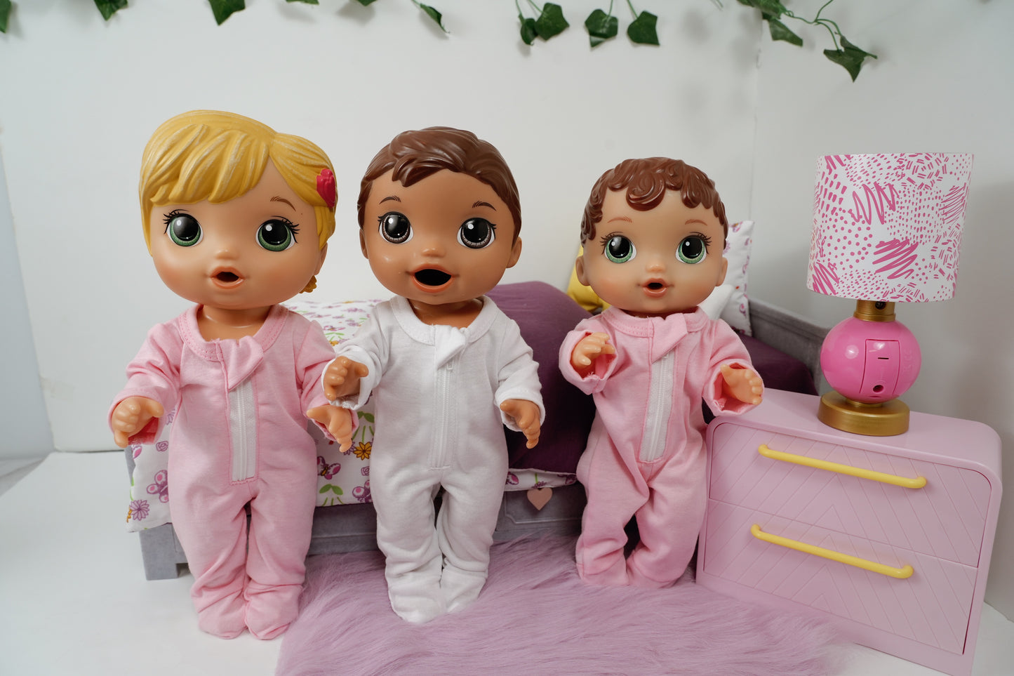 Pajamas for Dolls, clothing 12-14 inch Baby alive doll rumper/ sleeper/ footed pajamas