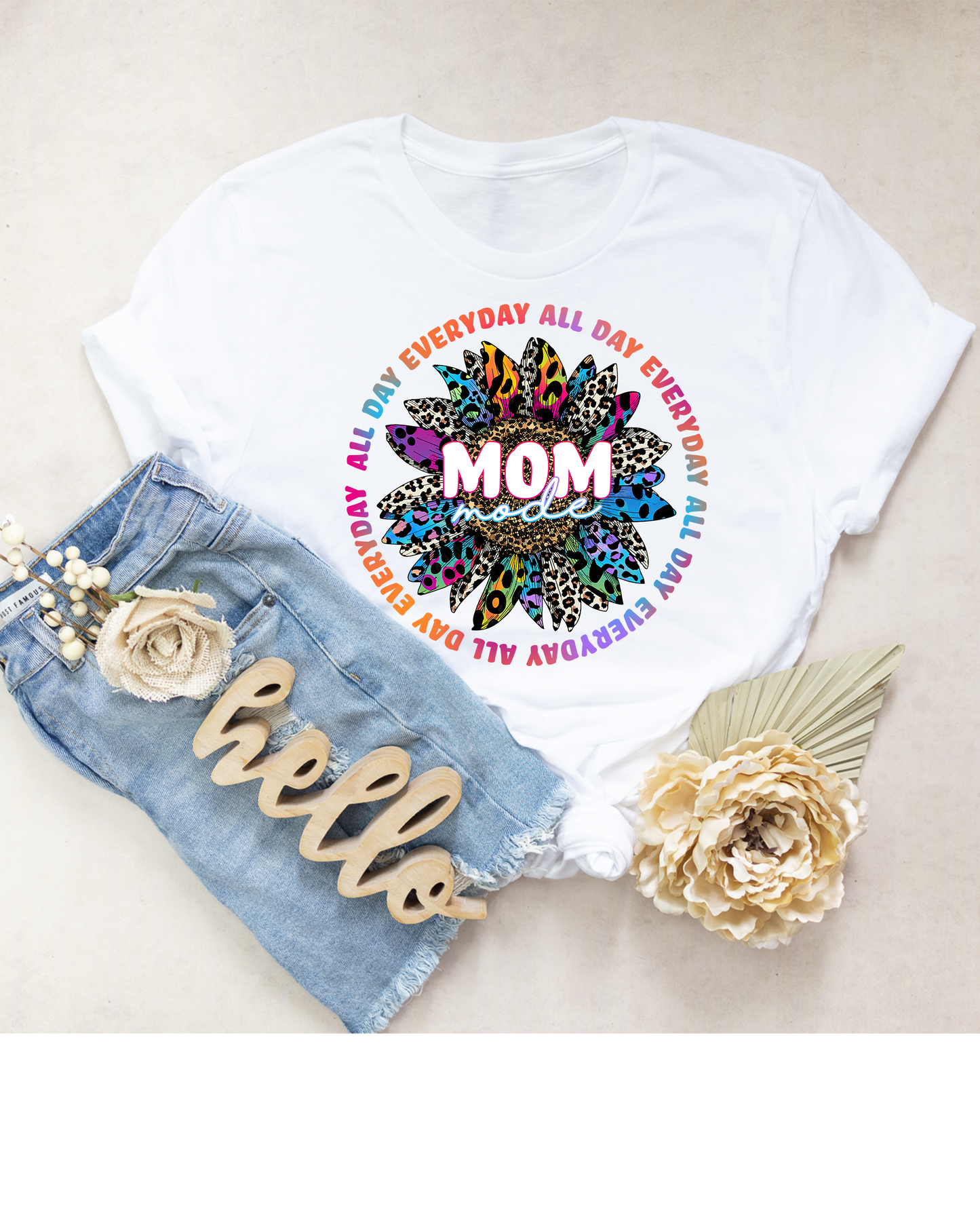 Mom Mode All Day Everyday T-Shirt, Funny T-Shirt Cotton 0079