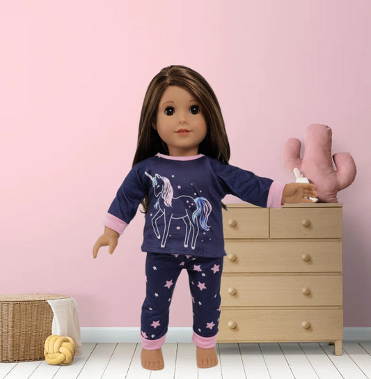 Doll Clothing - Dark Unicorn Pajamas 18 inch Dolls