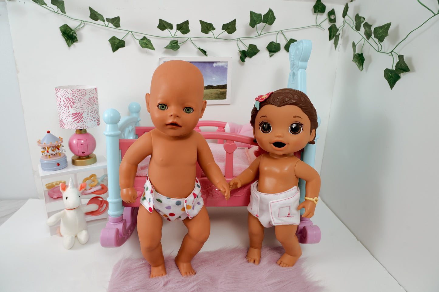 Reusable Baby Doll Cloth Diaper Set, fits 12-14 inch Dolls