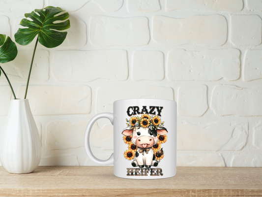 Crazy Heifer cow 11oz sublimation Ceramic Coffee Mug
