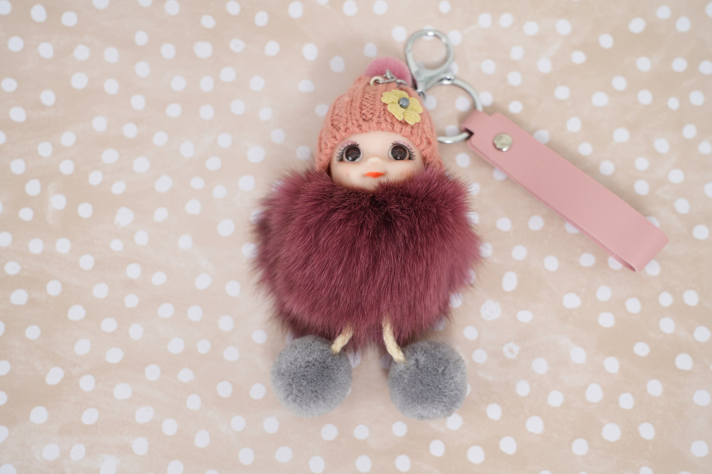 Cute Plush Smiling Baby doll Keychain