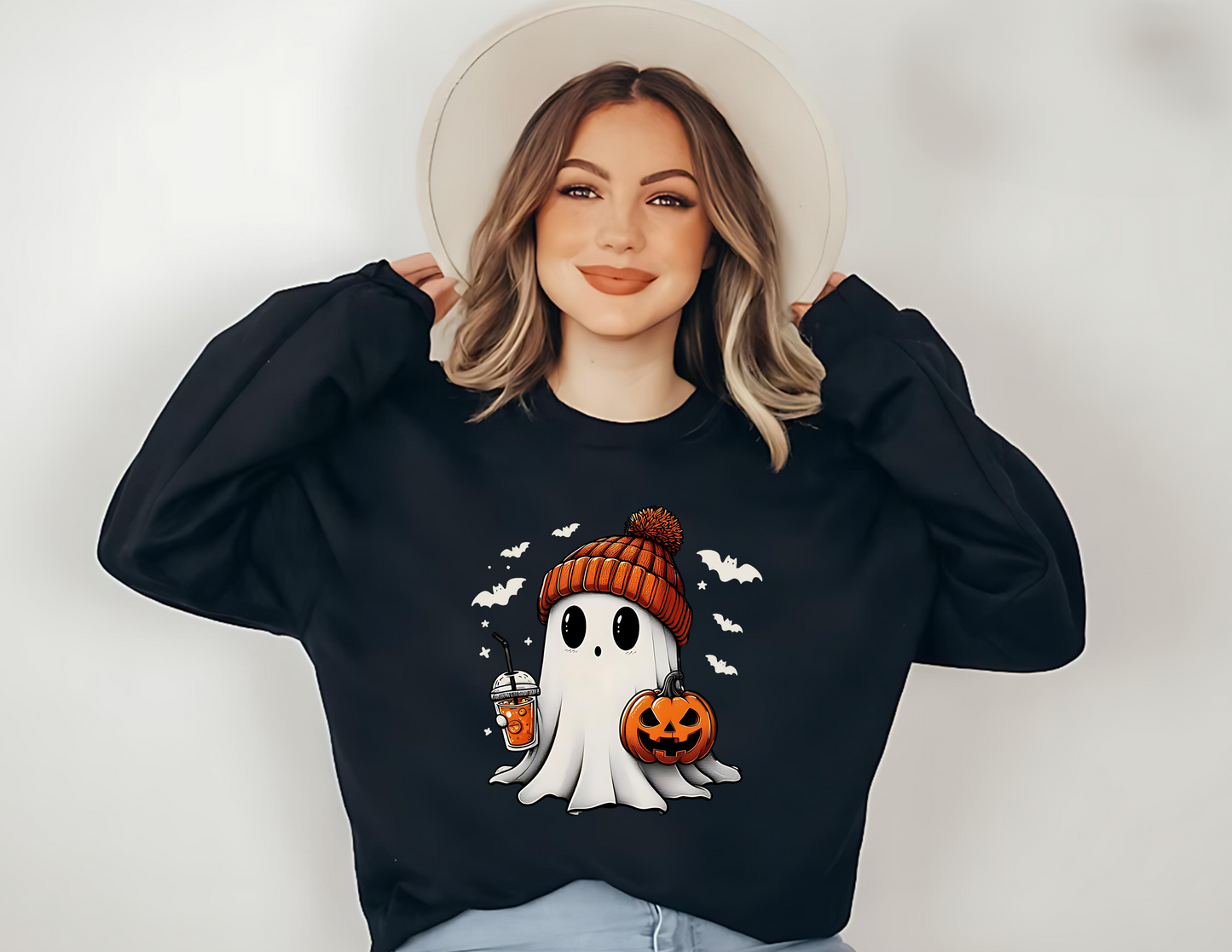 Cute Halloween Ghost Unisex Fleece Crew Sweatshirt #204