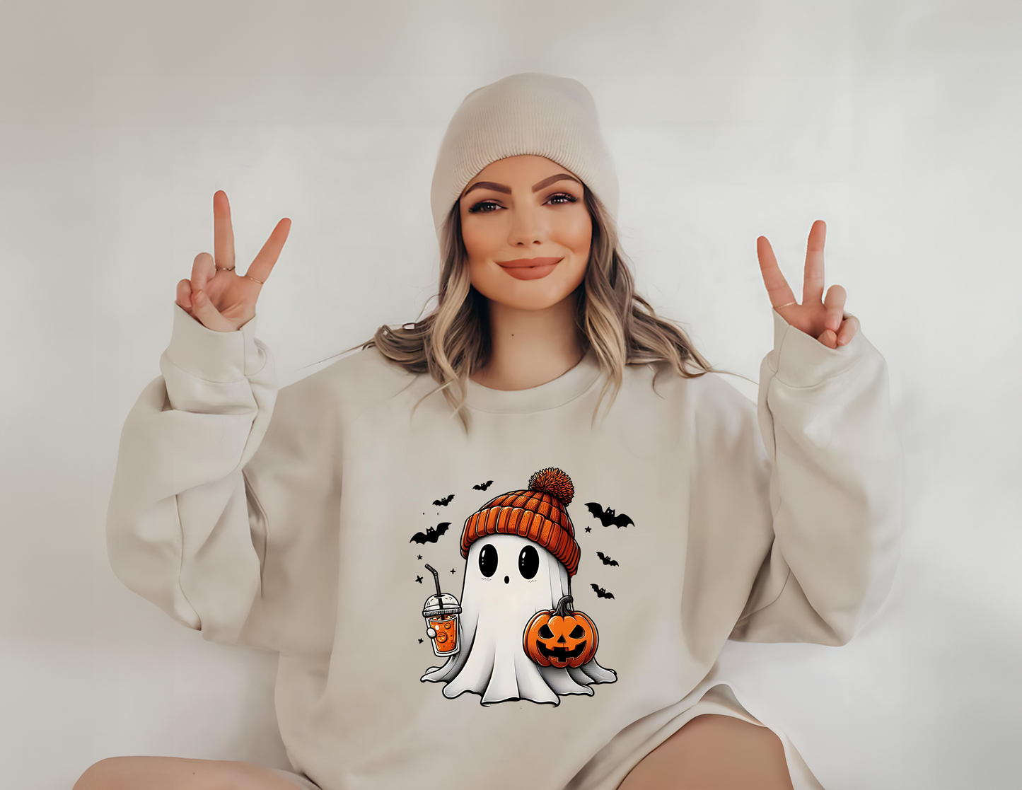 Cute Halloween Ghost Unisex Fleece Crew Sweatshirt #204