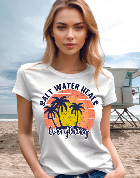 Salt Water Heals Everything Print T-Shirt