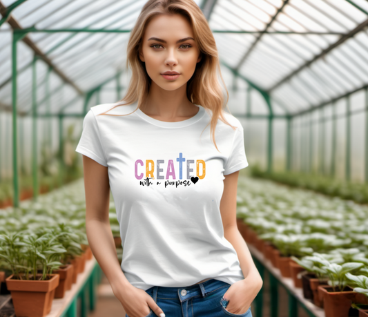 Christian | Religious T-Shirt, Created With A Purpose 0007 Polyester