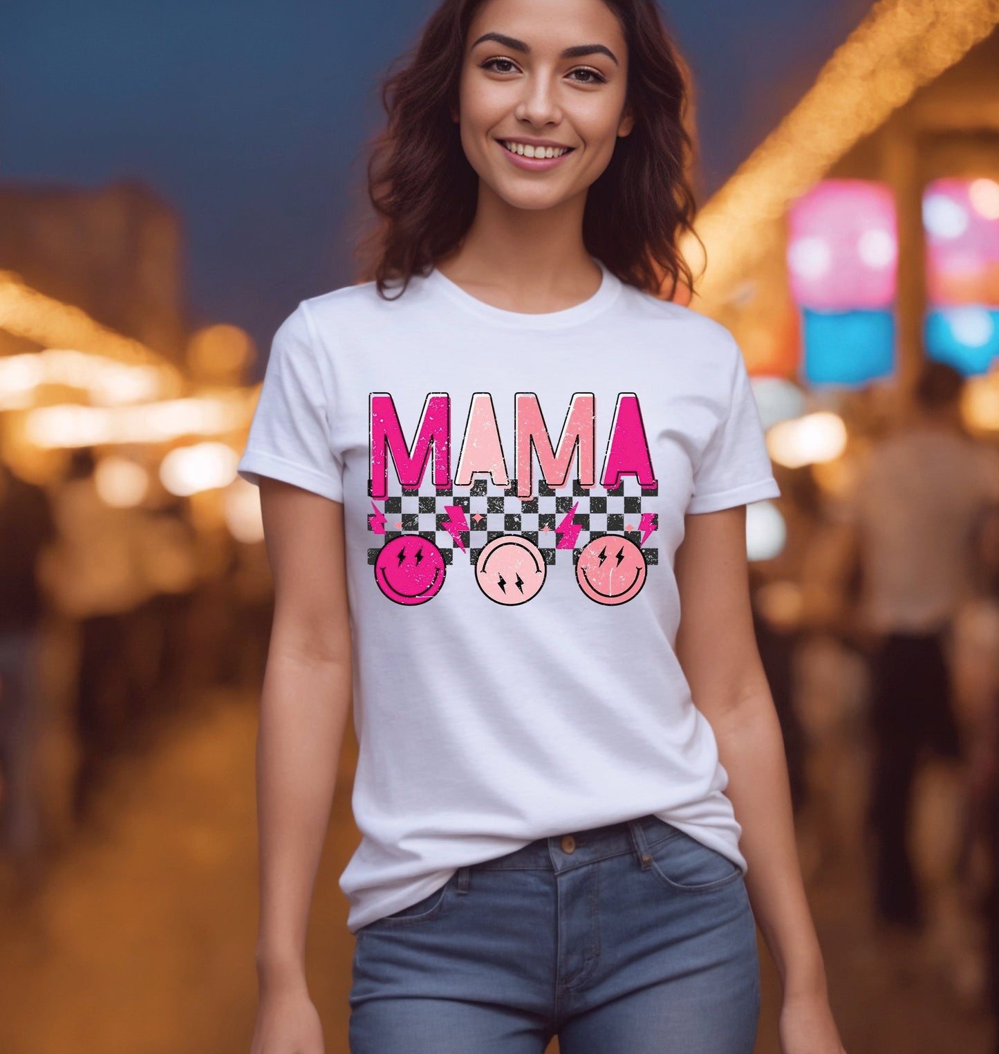 MAMA Smiley Faces T-Shirt , Funny Cute Women's Graphic Shirt, 0077