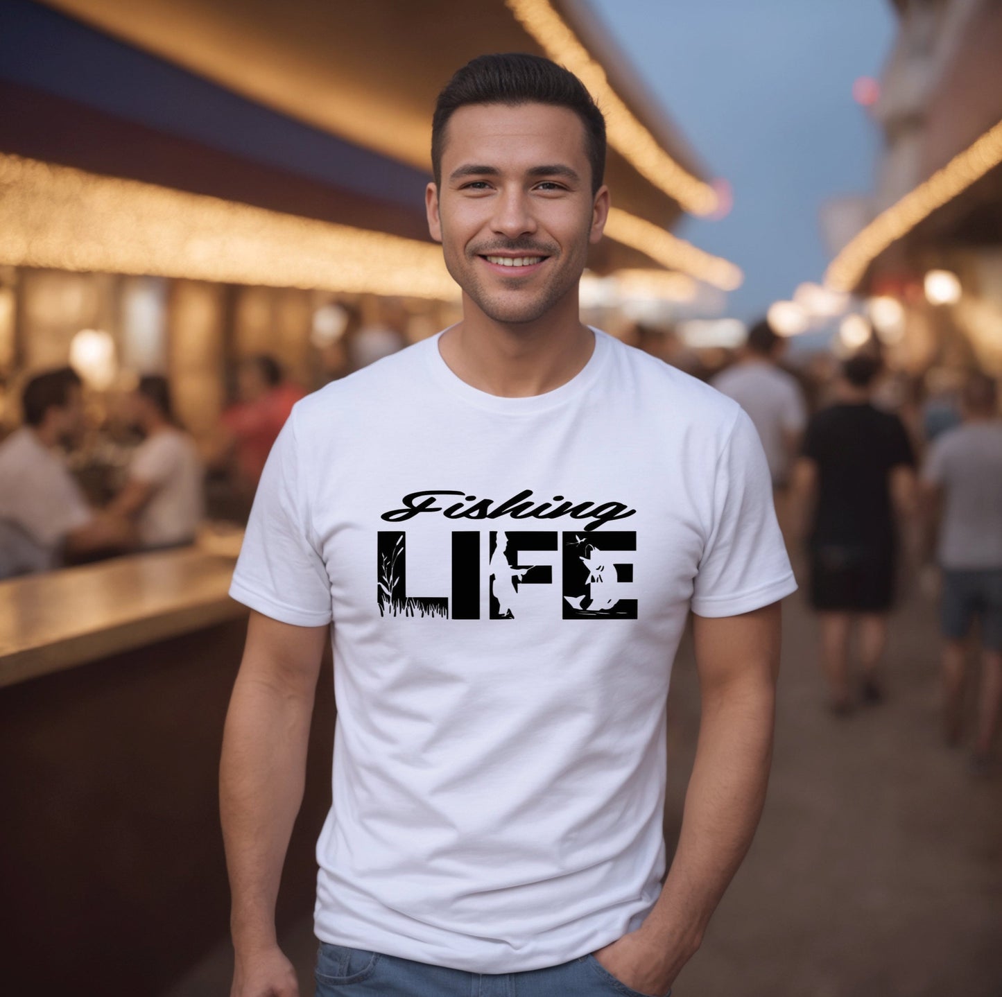 Fishing Life T-Shirt, Funny Tee Shirt , Great gift Idea, 0083 Polyester